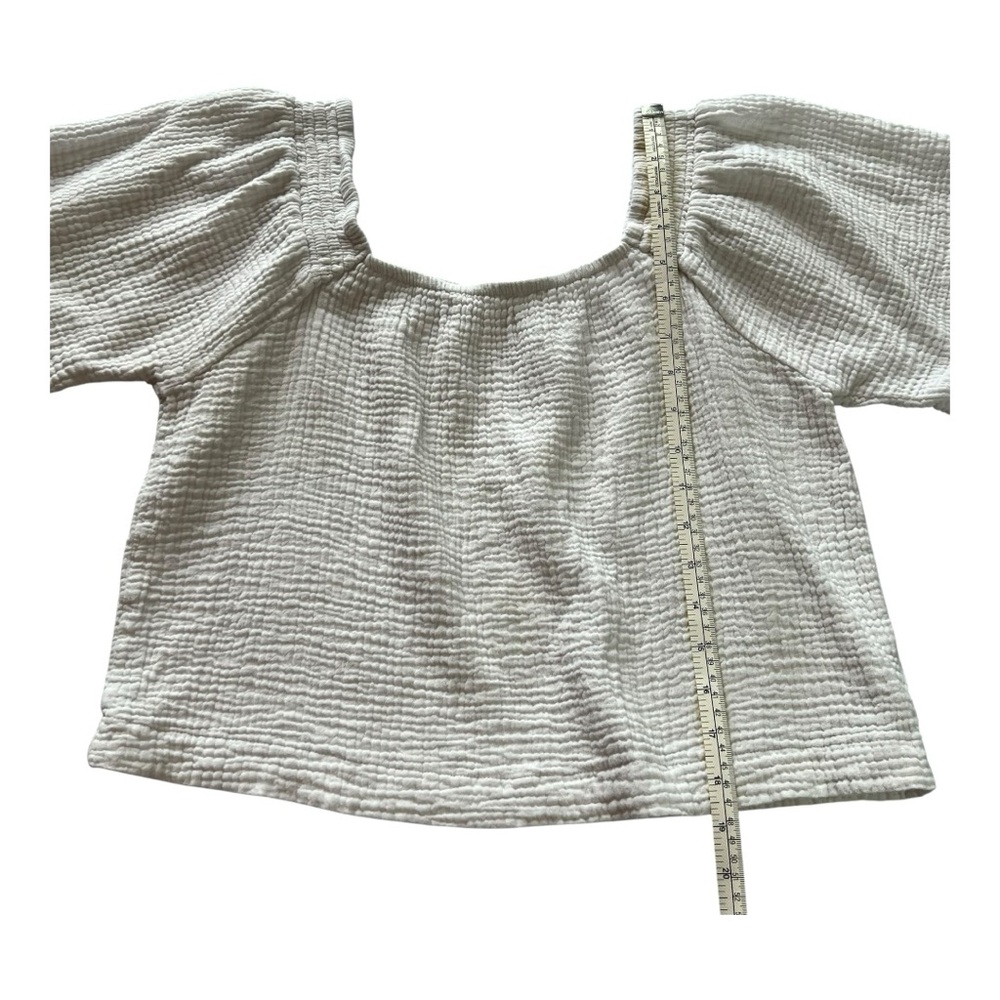 Z SUPPLY Cotton Gauze Square Neck Top | Medium | White | Coastal Resort Boho - Picture 4 of 10